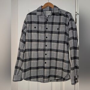Pre-,Owned Grayer Grey Flannel Plaid Button-Up Shacket